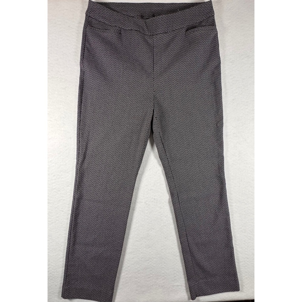 Chicos Brigitte So Slimming Ankle Pants 2.5R Black White Geometric Honeycomb 14R